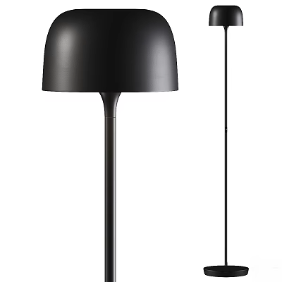 Sleek Black Modern Floor Lamp With Tall Stand And Rounded Shade Design 3d model