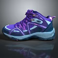 Purple And Blue High Top Sports Shoes With Thick Sole And Lace Up Design