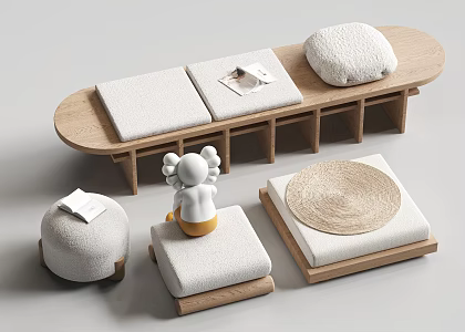 Cushion Stool Seat Bench Tea Stool 3d model