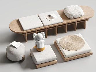 Cushion Stool Seat Bench Tea Stool 3d model