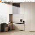 Modern Kitchen Interior Design With White Gray Cabinets Coffee Machine Drawers And Oven