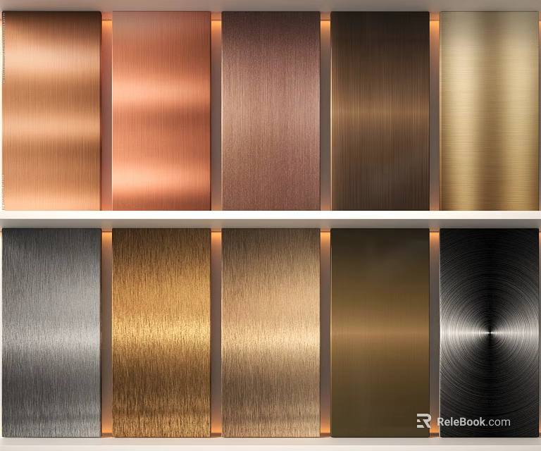 Metal Panel Background Wall With Various Brushed Metallic Colors And Textures 3d model 