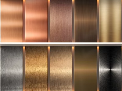 Metal Panel Background Wall With Various Brushed Metallic Colors And Textures 3d model