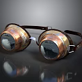Vintage Copper Frame Protective Goggles With Dark Lenses And Adjustable Strap