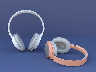 High Quality Over Ear Headphones Audio With White And Pink Design For Music Enthusiasts 3d model