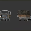 Two Vintage Trucks Featuring Open And Covered Cargo Beds On 3d model