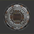 Cylindrical Industrial Equipment With Metallic Shell Orange Components And Circular Top