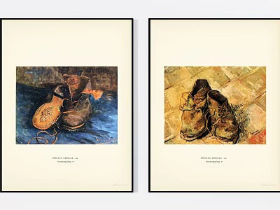 Vintage Shoes Artwork Framed Paintings With Colorful Background And Textured Details 3d model