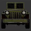 Vintage Olive Green Military Jeep Style Vehicle With Open Top Two Seats And Rugged Tires