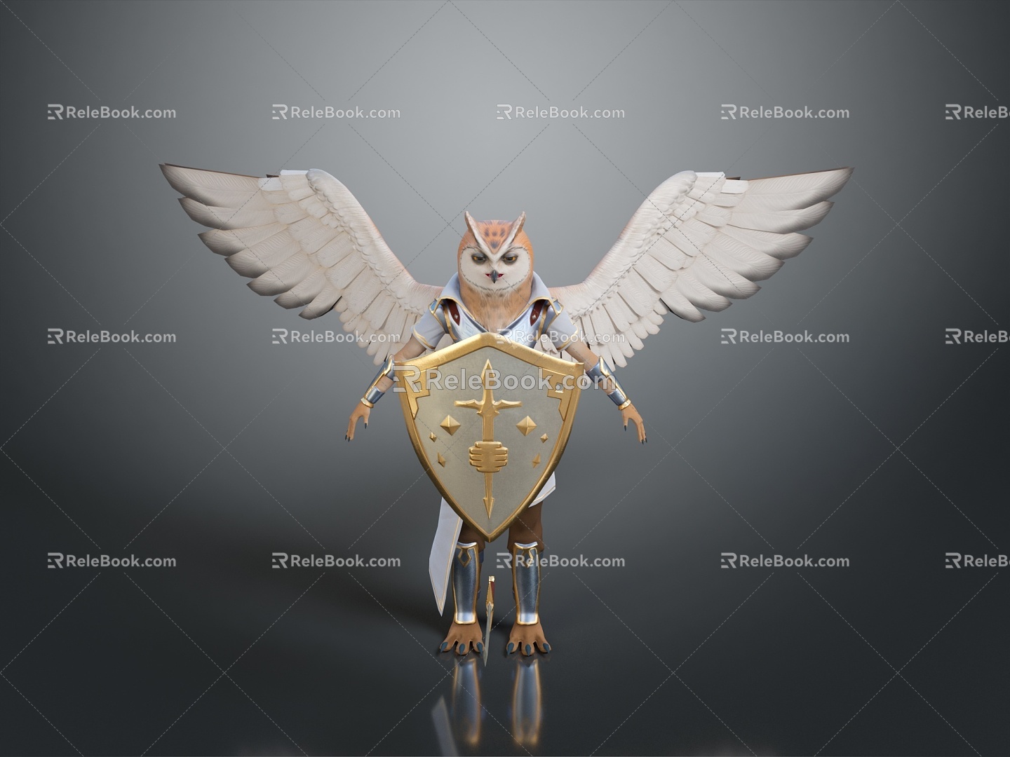 Owl grimace owl long-eared owl wulin owl monkey face owl carved owl 3d model