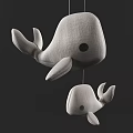 Cute Animal Shaped White Hanging Mobile With Gold Ring For Home Decoration