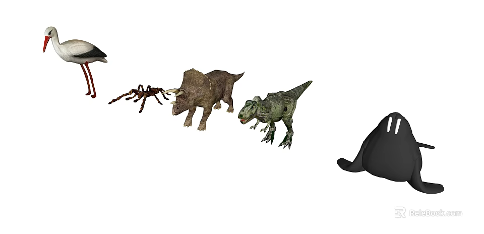 Prehistoric Reptile Collection Featuring Triceratops T Rex and Dinosaur Species 3d model 
