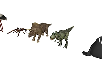 Prehistoric Reptile Collection Featuring Triceratops T Rex and Dinosaur Species 3d model