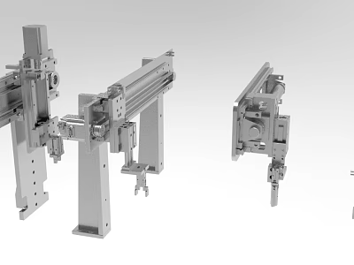 Industrial Equipment Mechanical Components With Metal Frames Sliding Rails And Connecting Parts 3d model
