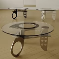 Modern Coffee Table With Clear Glass Top And Metal Base Featuring Decorative Holes