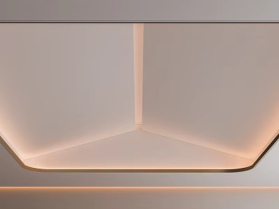 Modern Ceiling Design With Geometric Shape And Embedded LED Lighting Smooth White Finish 3d model