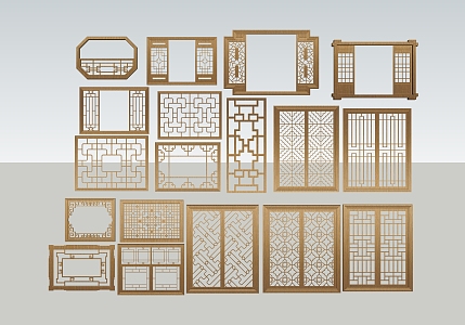 New Chinese-style openwork window 3d model