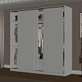 Modern White Wardrobe Interior With Sliding Doors Hanging Areas And Open Shelves