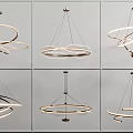 Modern Chandeliers With Circular Spiral Designs And LED Lighting Metal Frames 3d model