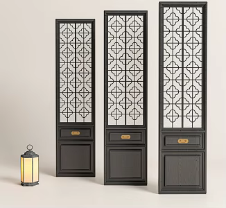 New Chinese Style Modern Screen Modern Hotel Screen Partition Wooden Screen Glass Screen Table Lamp 3d model