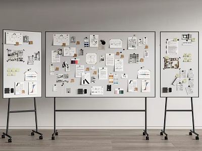 Organized Art Supplies And Musical Instruments Display On Easels In Creative Workspace Sketches 3d model