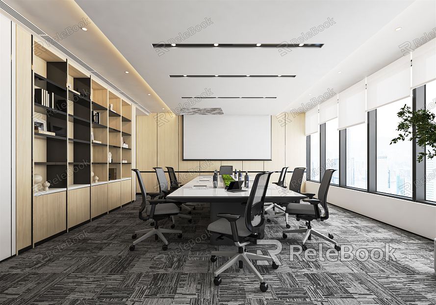 Modern Conference Room Conference Table and Chair Combination Conference Desk Office Desk Negotiation Table and Chair Decorative Cabinet Office Chair model