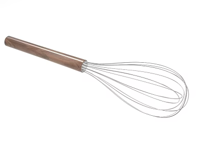 Stainless Steel Whisk With Wooden Handle For Kitchen Baking And Cooking 3d model