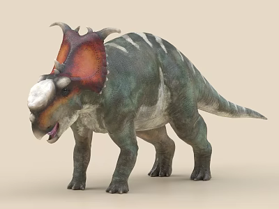 Realistic 3D Model Of A Horned Prehistoric Dinosaur With Distinctive Cranial Features 3d model