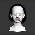 Realistic Human Head Model With Black Short Hair And Detailed Facial Organs