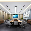 Modern Conference Room Interior Design With Long Table Chairs And Large Screen 3d model