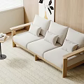 Nordic multi-person sofa Nordic three-person sofa side pictures 3d model