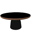 Modern Round Coffee Table With Black Glass Top And Copper Base 3d model
