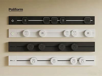 Poliform Modern Switch Panels With Black And White Design Sockets And Switches 3d model