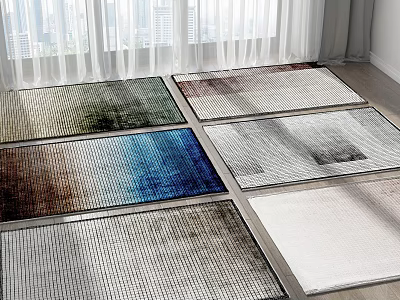 Various Square Rugs With Different Colors And Patterns For Indoor Interior Decoration 3d model