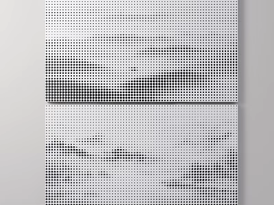 Two Pieces Of Modern Wall Panel With Black And White Dot Textured Design 3d model