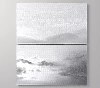 Two Pieces Of Modern Wall Panel With Black And White Dot Textured Design 3d model