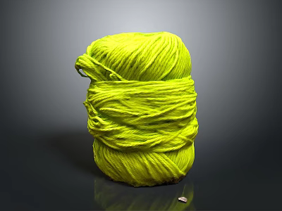 Bright Yellow Stacked Yarn Ball Soft Texture Household Item For Crafting And Knitting 3d model