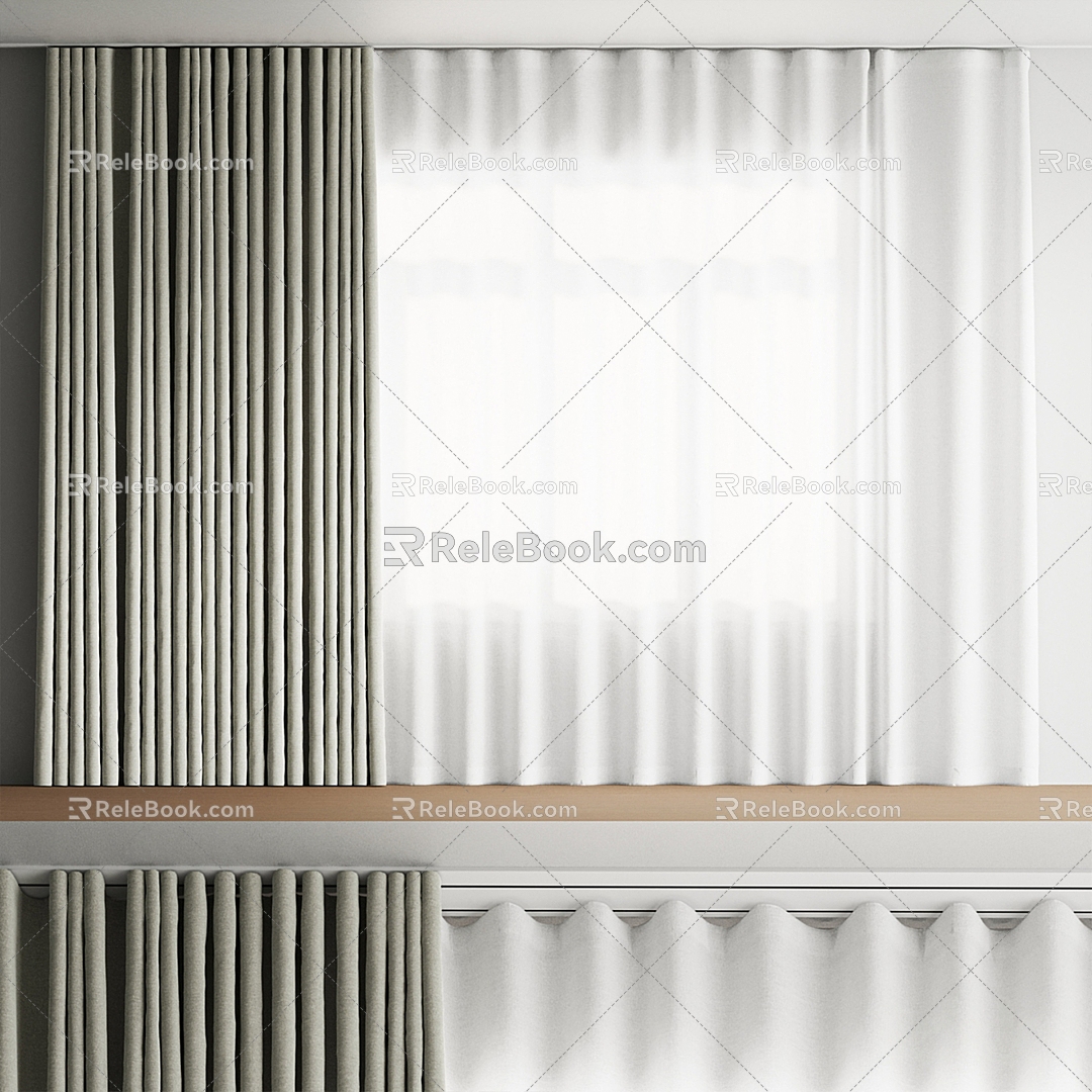 Modern Curtain Window Screen 3d model