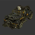 Futuristic Off Road Vehicle Featuring Black Yellow Accents And Roof Gear