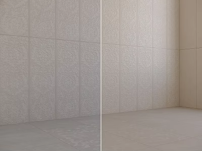 Light Colored Textured Wall Panels And Floor Tiles For Interior Components Design 3d model