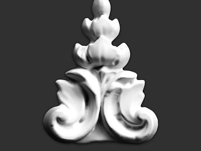 White Ornamental Component With Intricate Floral And Curved Leaf Patterns 3d model