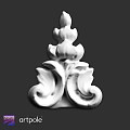 White Ornamental Component With Intricate Floral And Curved Leaf Patterns
