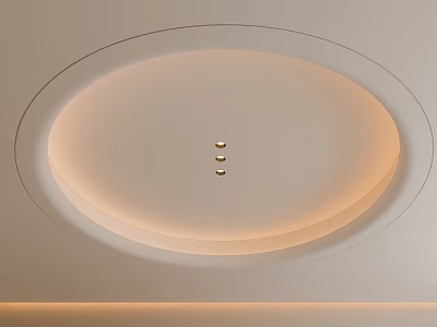 Modern Minimalist Ceiling Design With Circular Shape Three Small Lights And LED Strip 3d model