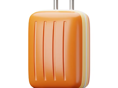 Stylish Orange Hard Shell Suitcase With Vertical Stripe Pattern And Yellow Edge Trim Design 3d model