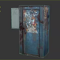 Rusty Blue Metal Equipment Cabinet With Open Door And Internal Components 3d model