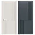 Modern Light And Dark Colored Doors With Vertical Stripe Patterns And Black Handles 3d model