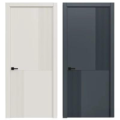 Modern Light And Dark Colored Doors With Vertical Stripe Patterns And Black Handles 3d model
