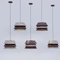 Multiple Modern Wooden Pendant Lights With Layered Design And Light Dark Wood Tones