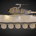 Military Armored Tank With Turret Cannon Tracks And Antenna Design
