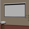 Home Theater Projector Screen Showing People Dining At Table In Cozy Room